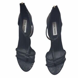 Steve Madden Black Snake Skin Strappy With Zipper